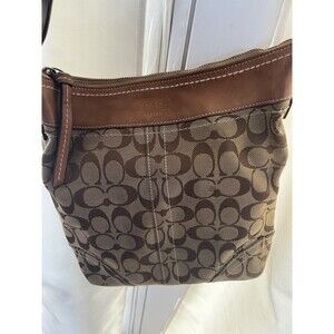 Coach Women's  Shoulder/Crossbody Vintage Leather Monogram  Bag, Medium Size